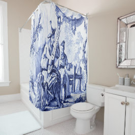 Cortina Para Box Chinoiserie azul e branca