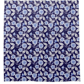Cortina Para Box Chinoiserie Blue e White Floral Hampton Willow