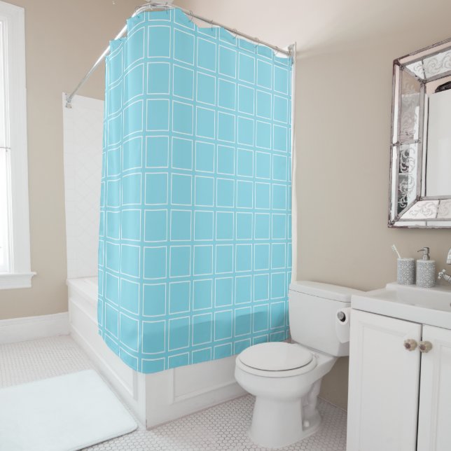 Cortina Para Box Chique Moderno Tendência Azul e Branco (In Situ)