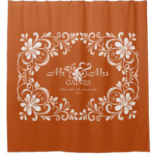 Cortina Para Box Chique Romântico Queimado Laranja Sr. & Sra. Weddi