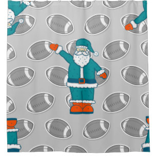 Cortina Para Box christmas cor de laranja azul teal santa claus