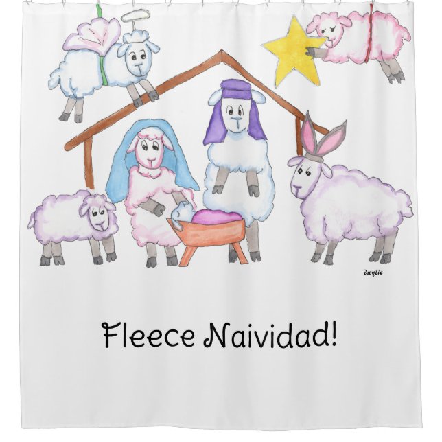Cortina Para Box Christmas Pageant Shower Curtain (Frente)
