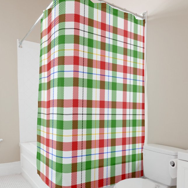 Cortina Para Box Christmas Red Green White Flannel Plaid Design  (Criador carregado)