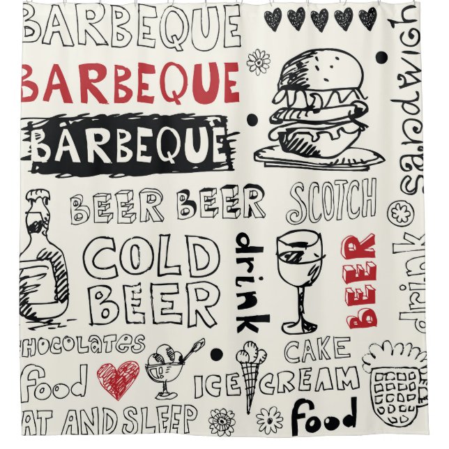 Cortina Para Box Churrasco Louco: Arte de Rabisco (Frente)