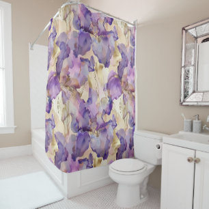 Cortina Para Box Chuva de Noiva Floral Íris Dourado Roxo Romântico