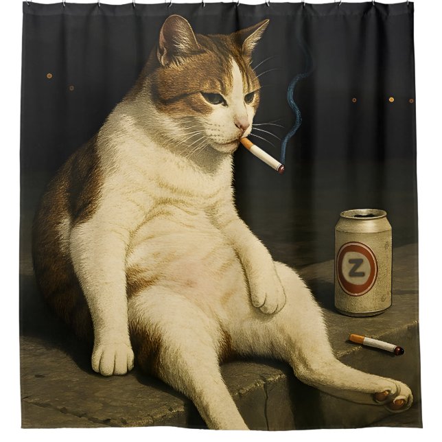 Cortina Para Box Cigarette Kitten Funny Smoking Cat Gen Z Meme (Frente)