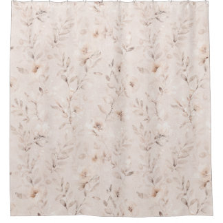 Cortina Para Box Cinza floral de cor aquosa ramal neutro