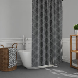 Cortina Para Box Cinza Gótica Cor damasco Preta