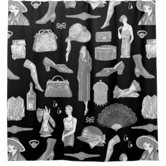 Cortina Para Box cinza negra arte deco 1920 flapper glamour feminin