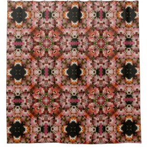 Cortina Para Box Cinzas africanas rosa Caleidoscópio Floral 