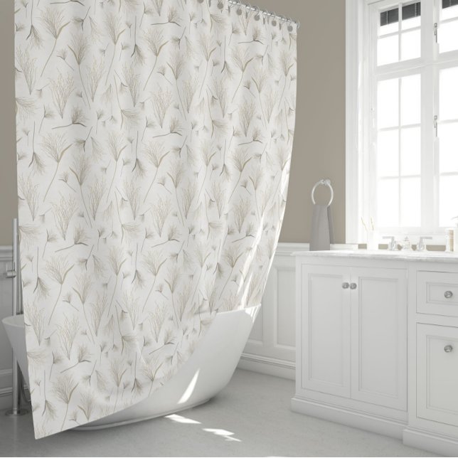 Cortina Para Box Cinzas Douradas elegantes (Elegant Neutral Gold Gray Dried Flowers And Grass Shower Curtain from Jenn Steffen for Studio Posies)