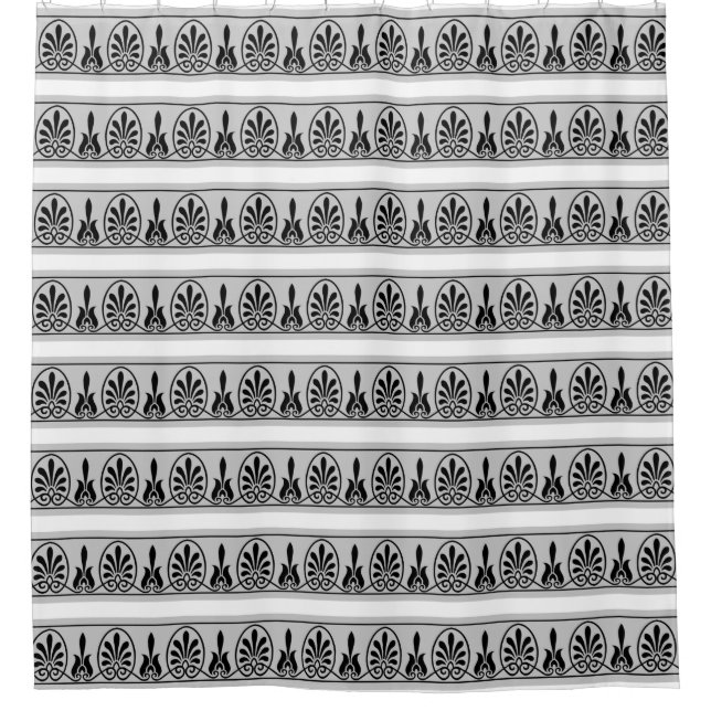 Cortina Para Box Cinzas Elegante - Padrão vetorial arábico em branc (Frente)