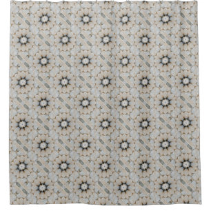 Cortina Para Box Cinzas Neutras e Flor de Pedra de Taupe
