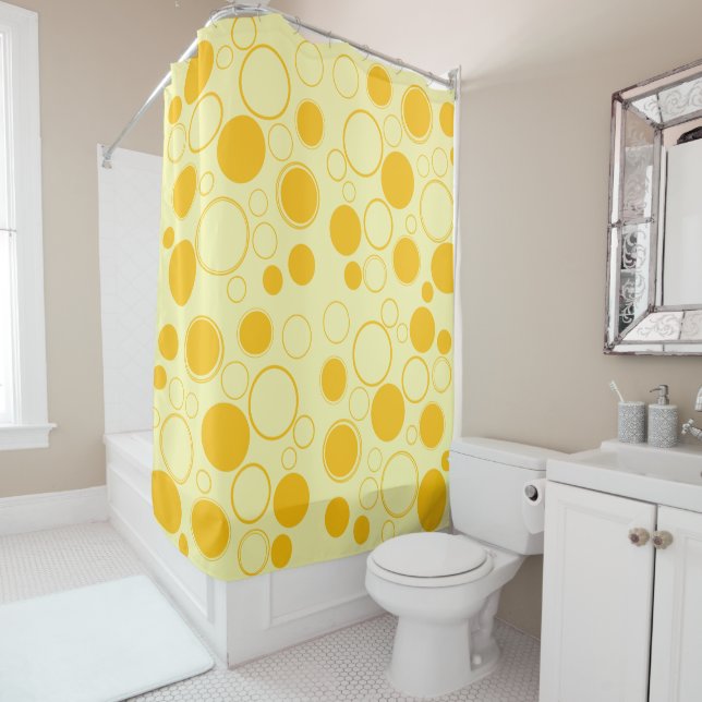 Cortina Para Box Círculos, Bolhas, Amarelo e Limão (In Situ)