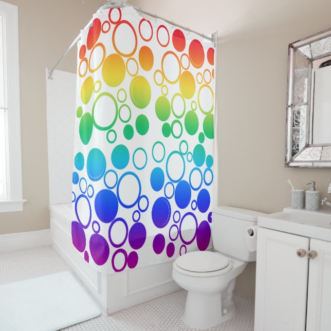 Cortina Para Box Círculos, Bolhas, Cores arco-íris (In Situ)