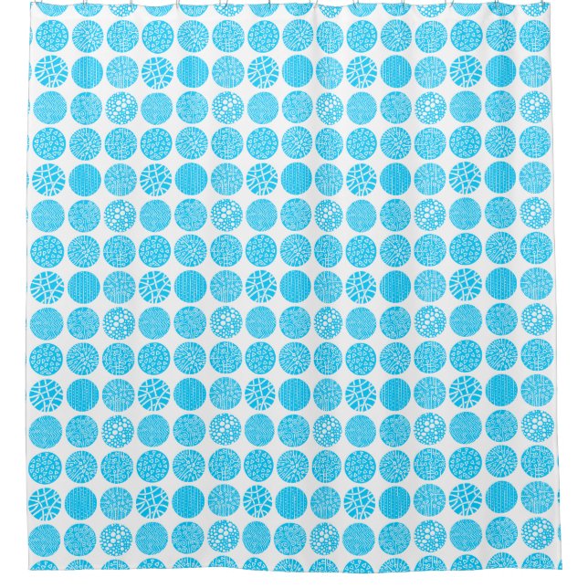 Cortina Para Box Círculos decorativos - Azul-céu e branco (Frente)