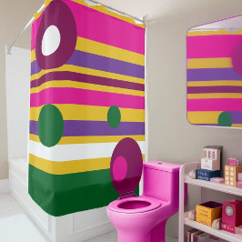 Cortina Para Box círculos e faixas ousadas modernas