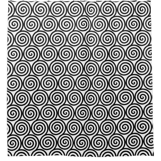 Cortina Para Box Círculos Espirais Abstratos em Preto e Branco (Frente)