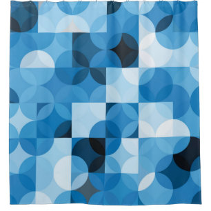 Cortina Para Box Círculos Sem Costura: Abstrato Azul Vintage
