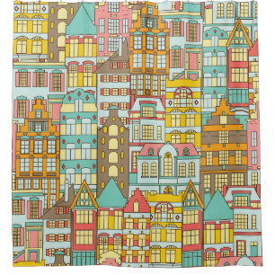 Cortina Para Box City Panorama Sketch: Casas Sem Olho.