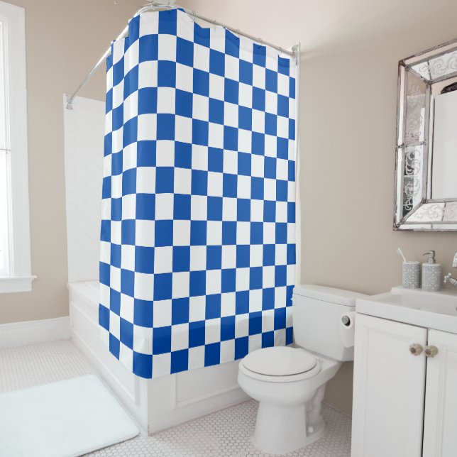 Cortina Para Box Classic cobalt blue checkerboard (In Situ)