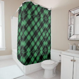 Cortina Para Box Classic Holiday Green Checkered Pattern