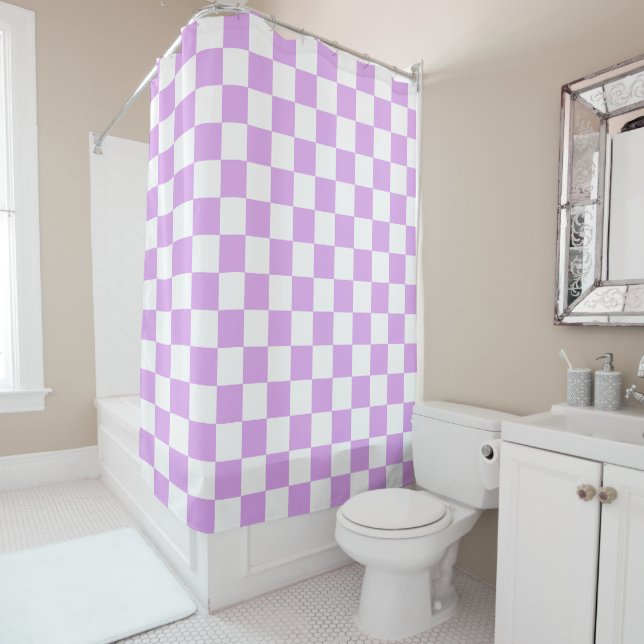 Cortina Para Box Classic light lavender checkerboard  (In Situ)