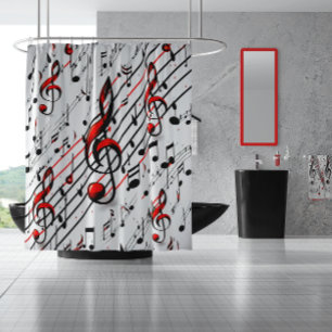 Cortina Para Box Classic Musical Chaos Red Black and White 