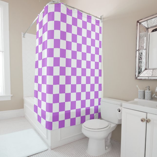 Cortina Para Box Classic visual magenta checkerboard  (In Situ)
