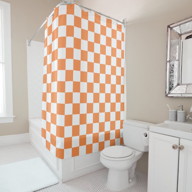 Cortina Para Box Classic visual orange checkerboard  (In Situ)