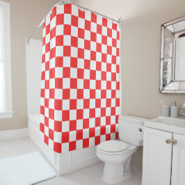 Cortina Para Box Classic visual red checkerboard 