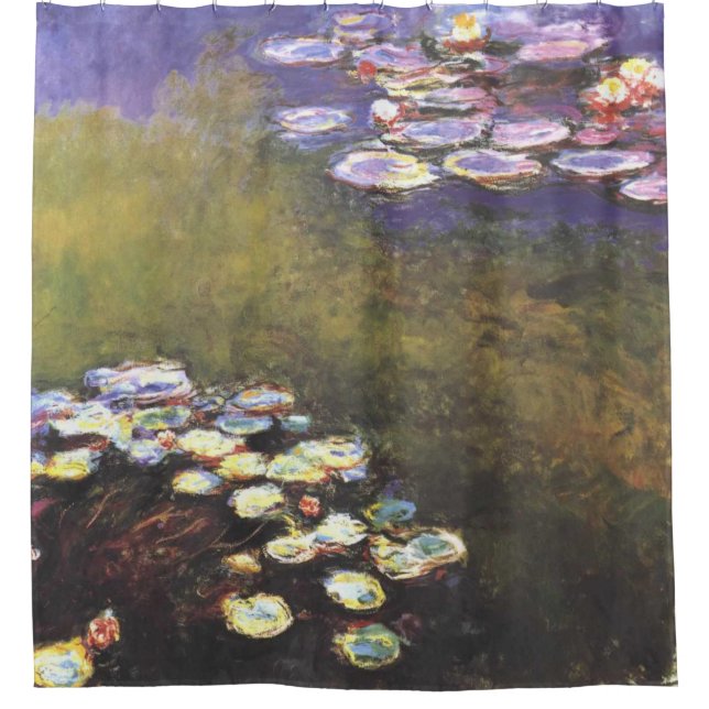 Cortina Para Box Claude Monet, Nenúfares, sobre Verde e Roxo (Frente)