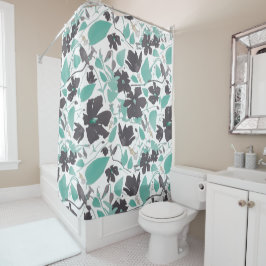 Cortina Para Box Clematis Floral Mint Pattern