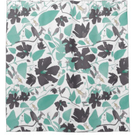 Cortina Para Box Clematis Floral Mint Pattern