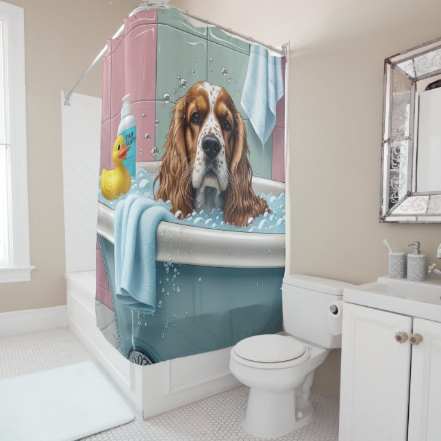 Cortina Para Box Cocker Spaniel Desleixado Sonolento Fofo Engraçado (In Situ)