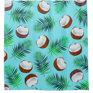 Cortina Para Box Cocos & folhas de palmeira tropicais
