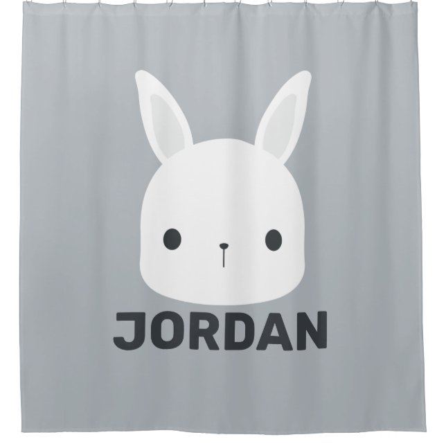 Cortina Para Box Coelho Bonito com Nome Personalizado (Frente)