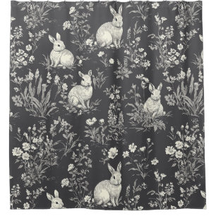 Cortina Para Box Coelho Elegante Toile Floral Padrão Vintage (3)