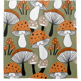 Cortina Para Box Cogumelos Coloridos de Desenho em abstrato, Repeti