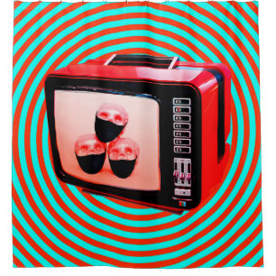 Cortina Para Box Colagem de arte contemporânea. Tv news Vírus Coron