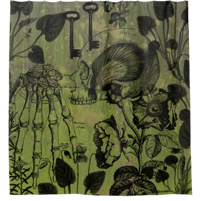 Cortina Para Box Colagem de Chave do Caveira Gótica (Frente)