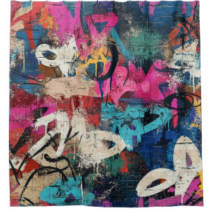 Cortina Para Box Colagem de Grafite Urbana com Cores Intensas Tint