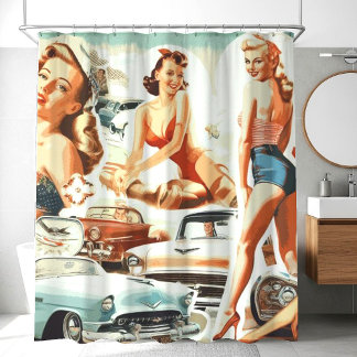 Cortina Para Box Colagem de Pinups Retro