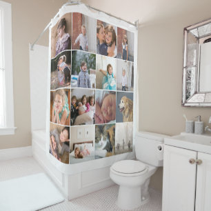 Cortina Para Box Colagem personalizada de fotos com dezesseis fotos