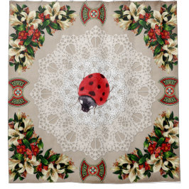 Cortina Para Box Colagem Vintage Retro com rendas e flores