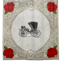 Cortina Para Box Colagem Vintage Retro com rendas e flores