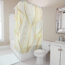 Cortina Para Box Coleção de Linha Branca Dourada Floral Moderna Ele