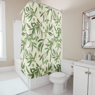 Cortina Para Box Coloração aquática dos ramos de oliveira