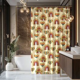 Cortina Para Box Colorful Retro Curtain Pastel Groovy Bathroom