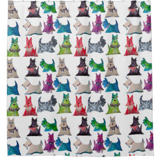 Cortina Para Box Colorful Scotties Shower Curtain